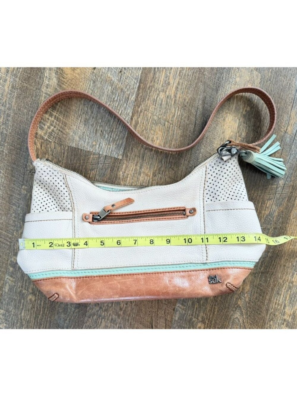 The Sak White Brown Leather Shoulder Bag Hobo Mint Tassel Women's Purse Cowgirl - Picture 4 of 7